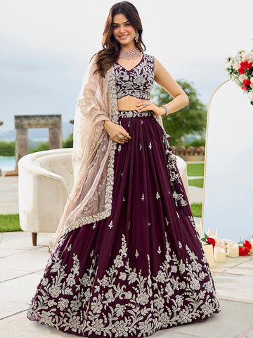 Wine/Burgundy Lehenga