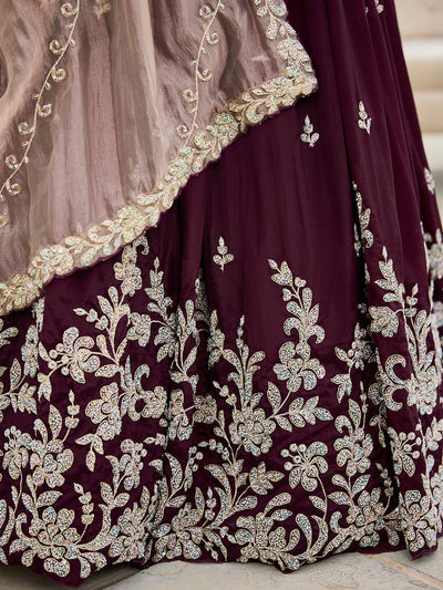 Satin Silk Fabric Beads & Sequince Embroidered Ready to Wear Lehenga Choli & Dupatta houseofpanchhi
