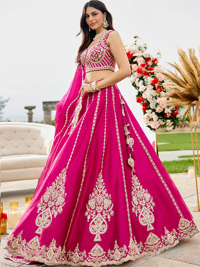 Silk Fabric Beads & Sequined Embroidery Ready to Wear Lehenga Choli & Dupatta houseofpanchhi