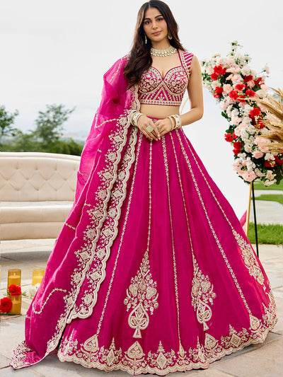 Silk Fabric Beads & Sequined Embroidery Ready to Wear Lehenga Choli & Dupatta houseofpanchhi