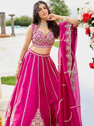 Silk Fabric Beads & Sequined Embroidery Ready to Wear Lehenga Choli & Dupatta houseofpanchhi
