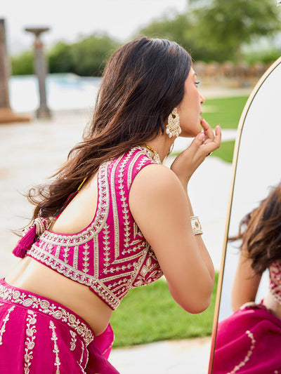 Silk Fabric Beads & Sequined Embroidery Ready to Wear Lehenga Choli & Dupatta houseofpanchhi