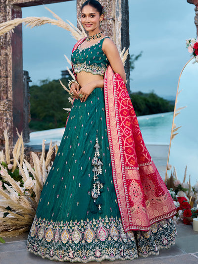 Cosmos Silk Fabric Beads & Sequince Embroidered Ready to Wear Lehenga Choli & Dupatta houseofpanchhi