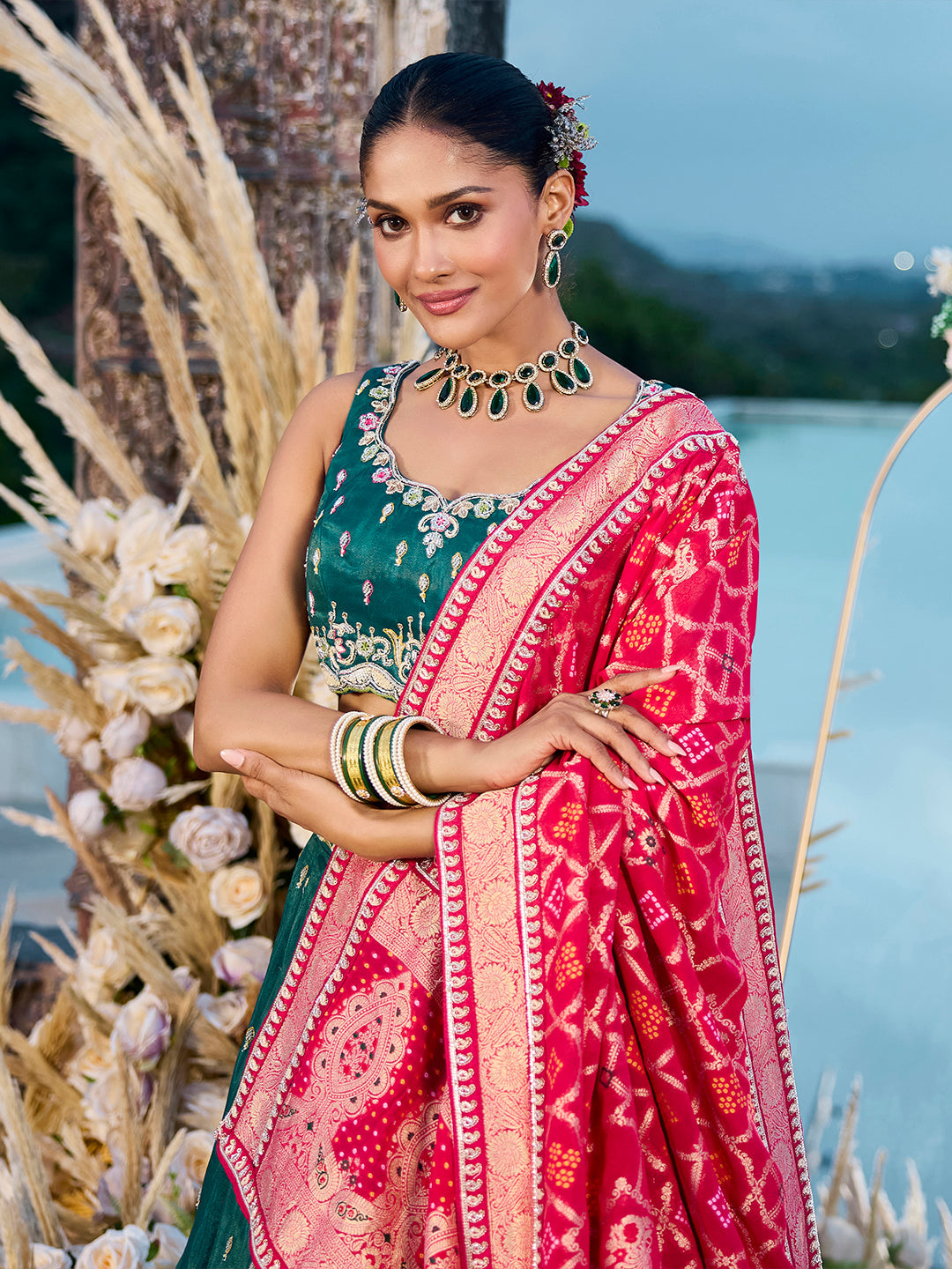 Cosmos Silk Fabric Beads & Sequince Embroidered Ready to Wear Lehenga Choli & Dupatta houseofpanchhi