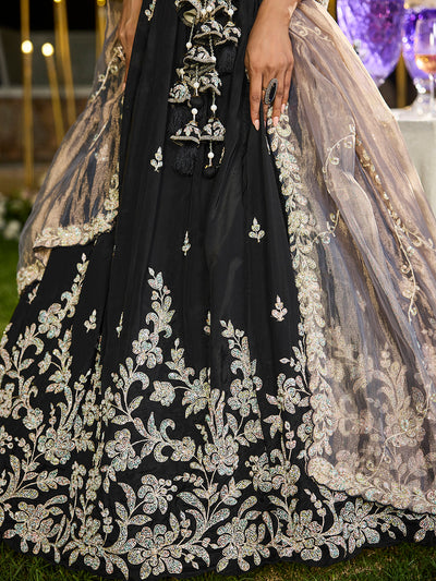 Satin Silk Fabric Beads & Sequince Embroidered Ready to Wear Lehenga Choli & Dupatta houseofpanchhi