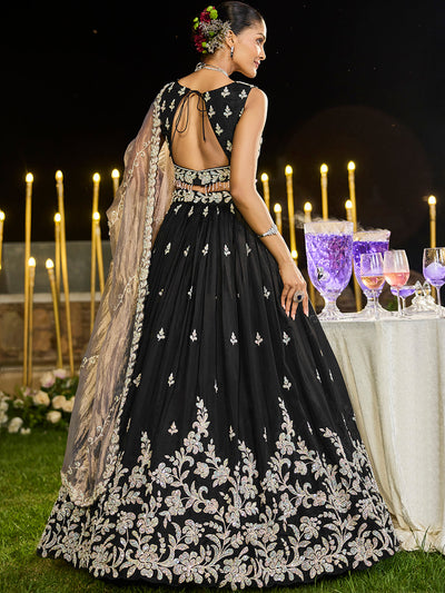 Satin Silk Fabric Beads & Sequince Embroidered Ready to Wear Lehenga Choli & Dupatta houseofpanchhi