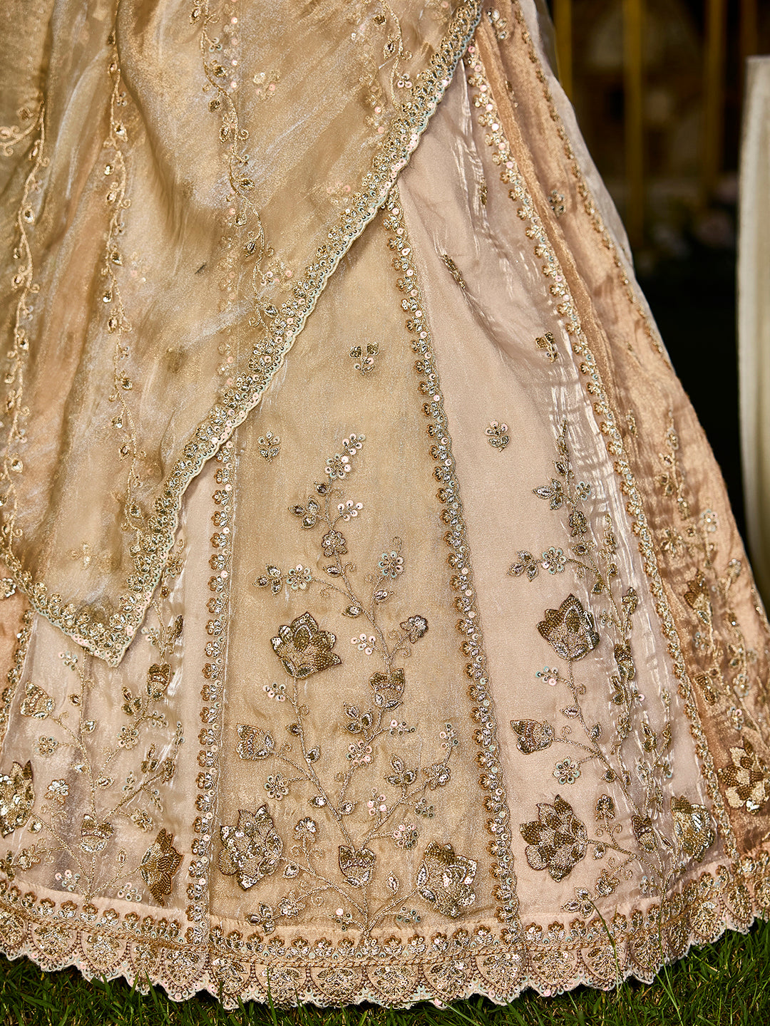 Satin Silk Fabric Beads & Sequinned Embroidered Ready to Wear Lehenga Choli & Dupatta House of Panchhi