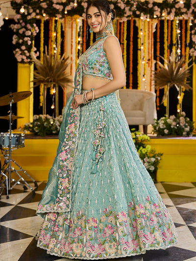Satin Silk Fabric Sequinned Embroidered Ready to Wear Lehenga Choli & Dupatta houseofpanchhi