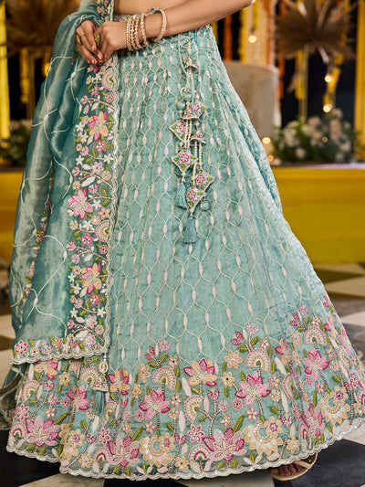 Satin Silk Fabric Sequinned Embroidered Ready to Wear Lehenga Choli & Dupatta houseofpanchhi