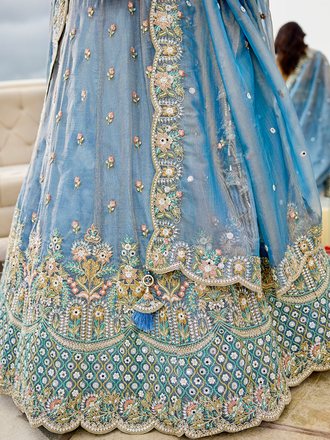 Satin Silk Fabric Sequinned Embroidered Ready to Wear Lehenga Choli & Dupatta houseofpanchhi