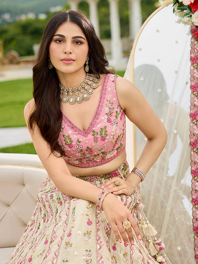 Tissue Fabric Sequins embroidery Semi-Stitched Lehenga & Unstitched Blouse With Dupatta House of Panchhi