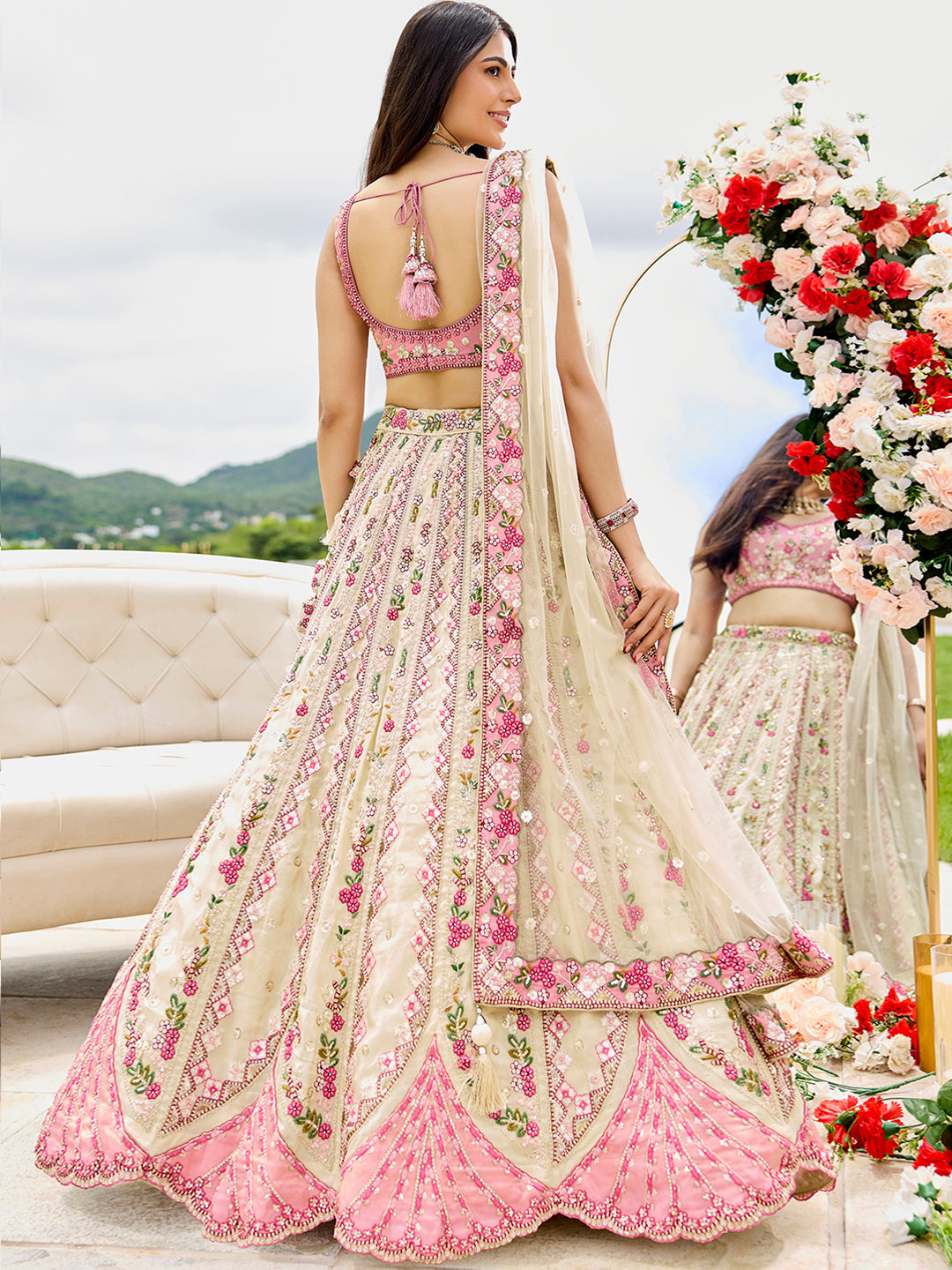 Tissue Fabric Sequins embroidery Semi-Stitched Lehenga & Unstitched Blouse With Dupatta House of Panchhi