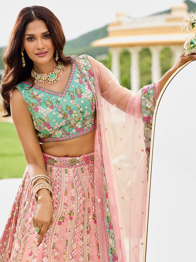 Tissue Fabric Sequins embroidery Semi-Stitched Lehenga & Unstitched Blouse With Dupatta House of Panchhi
