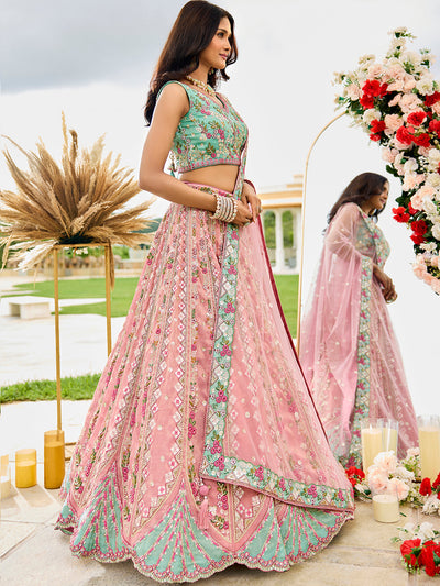 Tissue Fabric Sequins embroidery Semi-Stitched Lehenga & Unstitched Blouse With Dupatta House of Panchhi