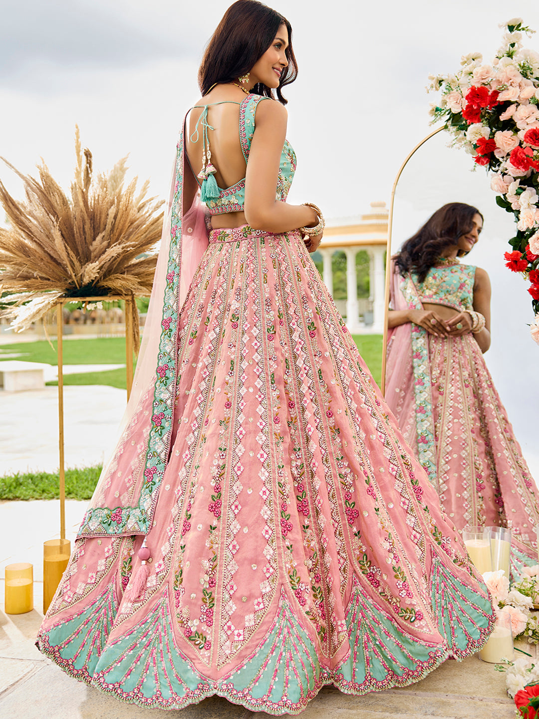 Tissue Fabric Sequins embroidery Semi-Stitched Lehenga & Unstitched Blouse With Dupatta House of Panchhi
