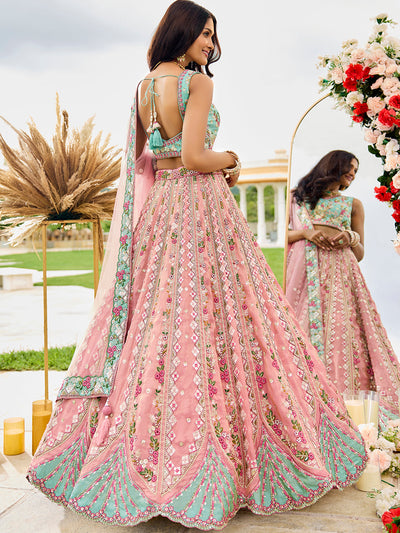 Tissue Fabric Sequins embroidery Semi-Stitched Lehenga & Unstitched Blouse With Dupatta House of Panchhi