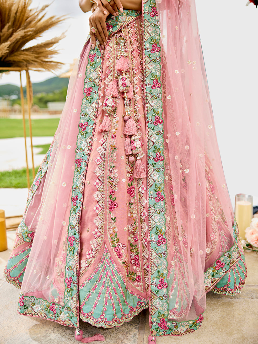 Tissue Fabric Sequins embroidery Semi-Stitched Lehenga & Unstitched Blouse With Dupatta House of Panchhi