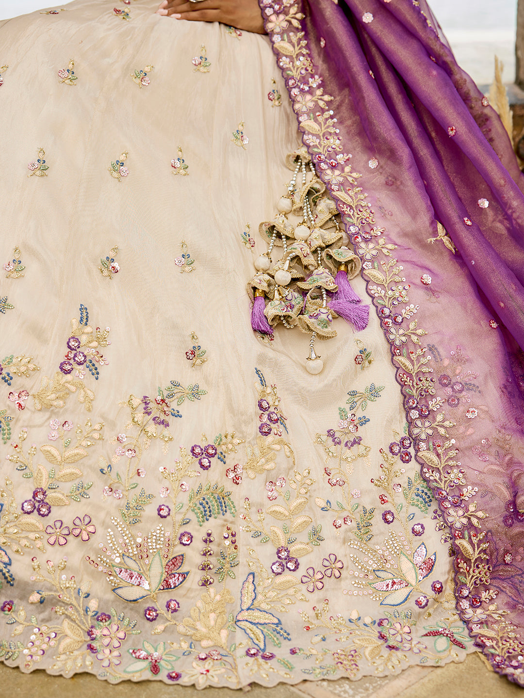 Purple- Tissue Fabric Sequins Thread & Embroidery Ready to Wear Lehenga Choli & Dupatta houseofpanchhi