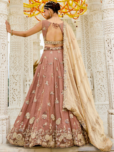 Tissue Fabric Beads & Sequince Embroidered Ready to Wear Lehenga Choli & Dupatta houseofpanchhi