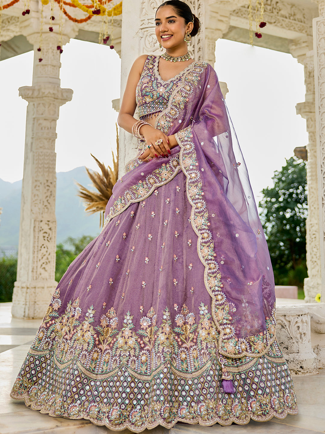 Satin Silk Fabric Sequinned Embroidered Ready to Wear Lehenga Choli & Dupatta houseofpanchhi