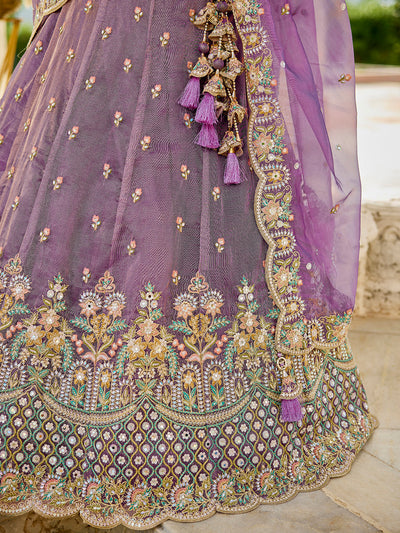 Satin Silk Fabric Sequinned Embroidered Ready to Wear Lehenga Choli & Dupatta houseofpanchhi