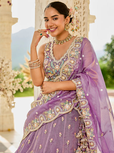 Satin Silk Fabric Sequinned Embroidered Ready to Wear Lehenga Choli & Dupatta houseofpanchhi