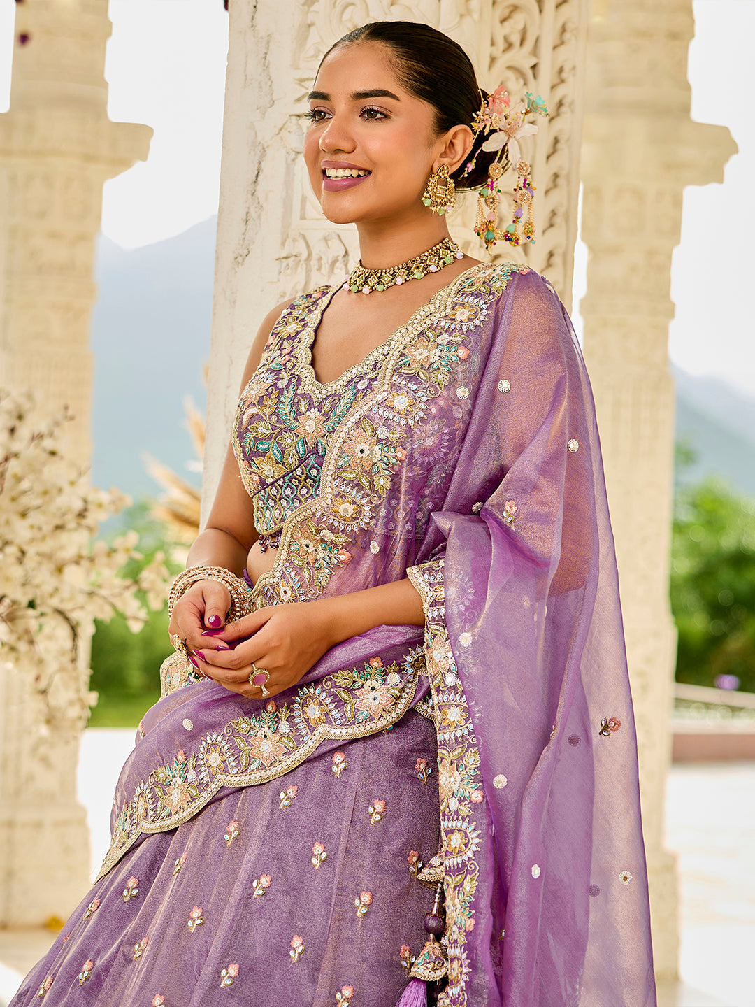 Satin Silk Fabric Sequinned Embroidered Ready to Wear Lehenga Choli & Dupatta houseofpanchhi