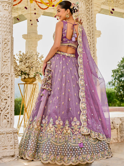 Satin Silk Fabric Sequinned Embroidered Ready to Wear Lehenga Choli & Dupatta houseofpanchhi