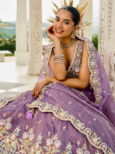 Satin Silk Fabric Sequinned Embroidered Ready to Wear Lehenga Choli & Dupatta houseofpanchhi