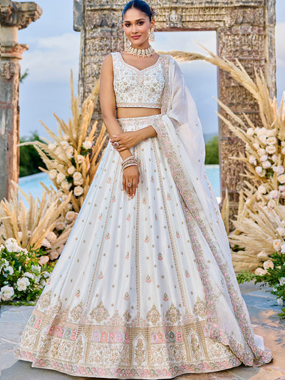 Silk Fabric Beads & Sequince Embroidered Ready to Wear Lehenga Choli & Dupatta houseofpanchhi