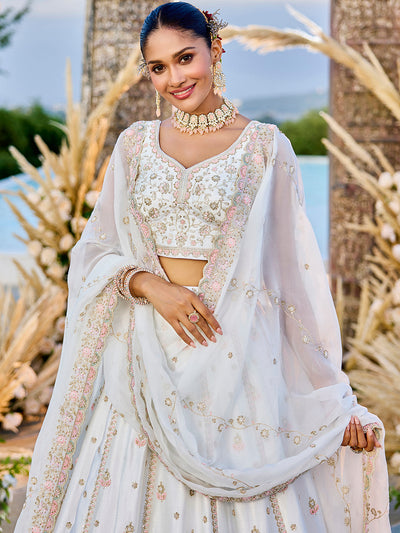 Silk Fabric Beads & Sequince Embroidered Ready to Wear Lehenga Choli & Dupatta houseofpanchhi