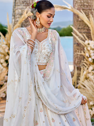 Silk Fabric Beads & Sequince Embroidered Ready to Wear Lehenga Choli & Dupatta houseofpanchhi