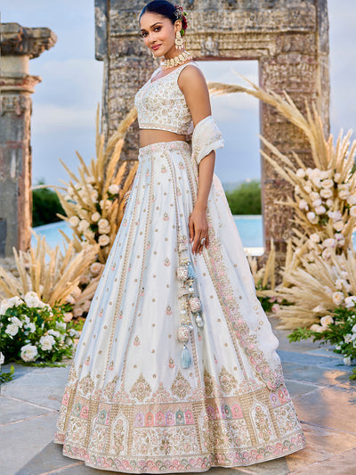 Silk Fabric Beads & Sequince Embroidered Ready to Wear Lehenga Choli & Dupatta houseofpanchhi