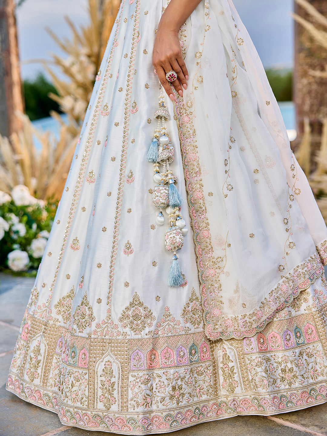 Silk Fabric Beads & Sequince Embroidered Ready to Wear Lehenga Choli & Dupatta houseofpanchhi