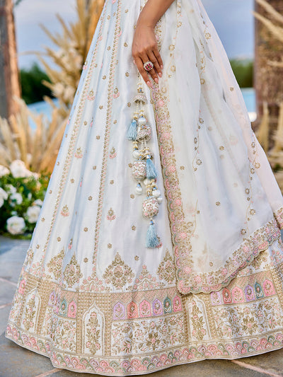 Silk Fabric Beads & Sequince Embroidered Ready to Wear Lehenga Choli & Dupatta houseofpanchhi