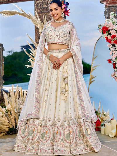 Silk Fabric Beads & Sequince Embroidered Ready to Wear Lehenga Choli & Dupatta houseofpanchhi