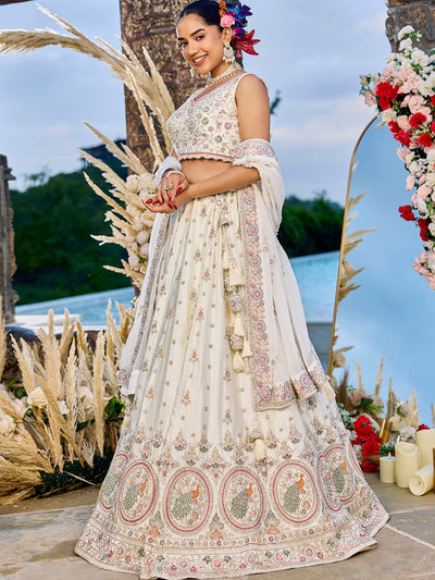 Silk Fabric Beads & Sequince Embroidered Ready to Wear Lehenga Choli & Dupatta houseofpanchhi