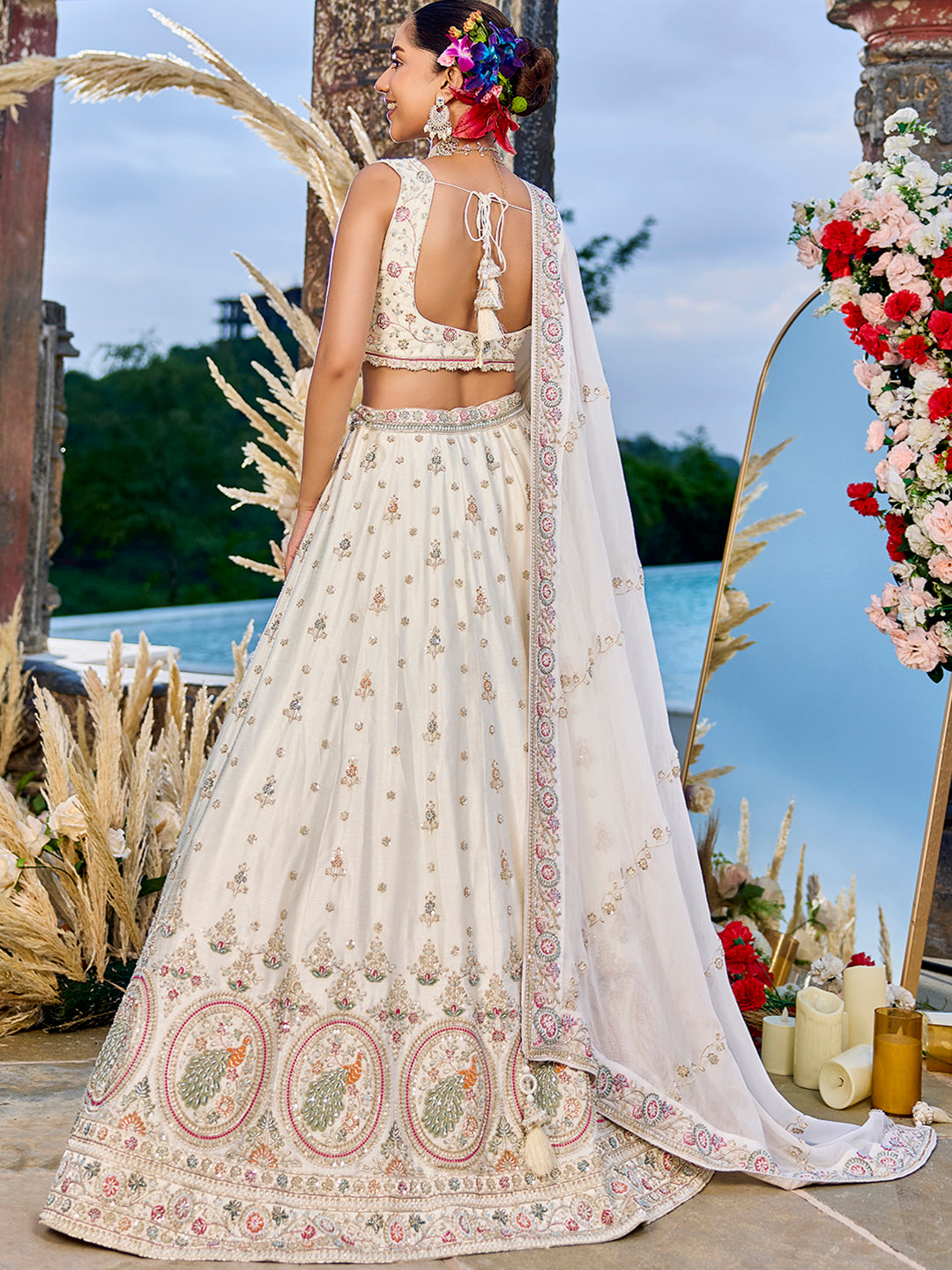 Silk Fabric Beads & Sequince Embroidered Ready to Wear Lehenga Choli & Dupatta houseofpanchhi
