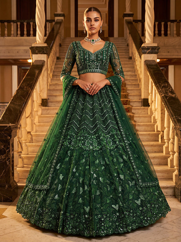 Premium Net Sequins & Beads work with Embroidery Lehenga Set House of Panchhi