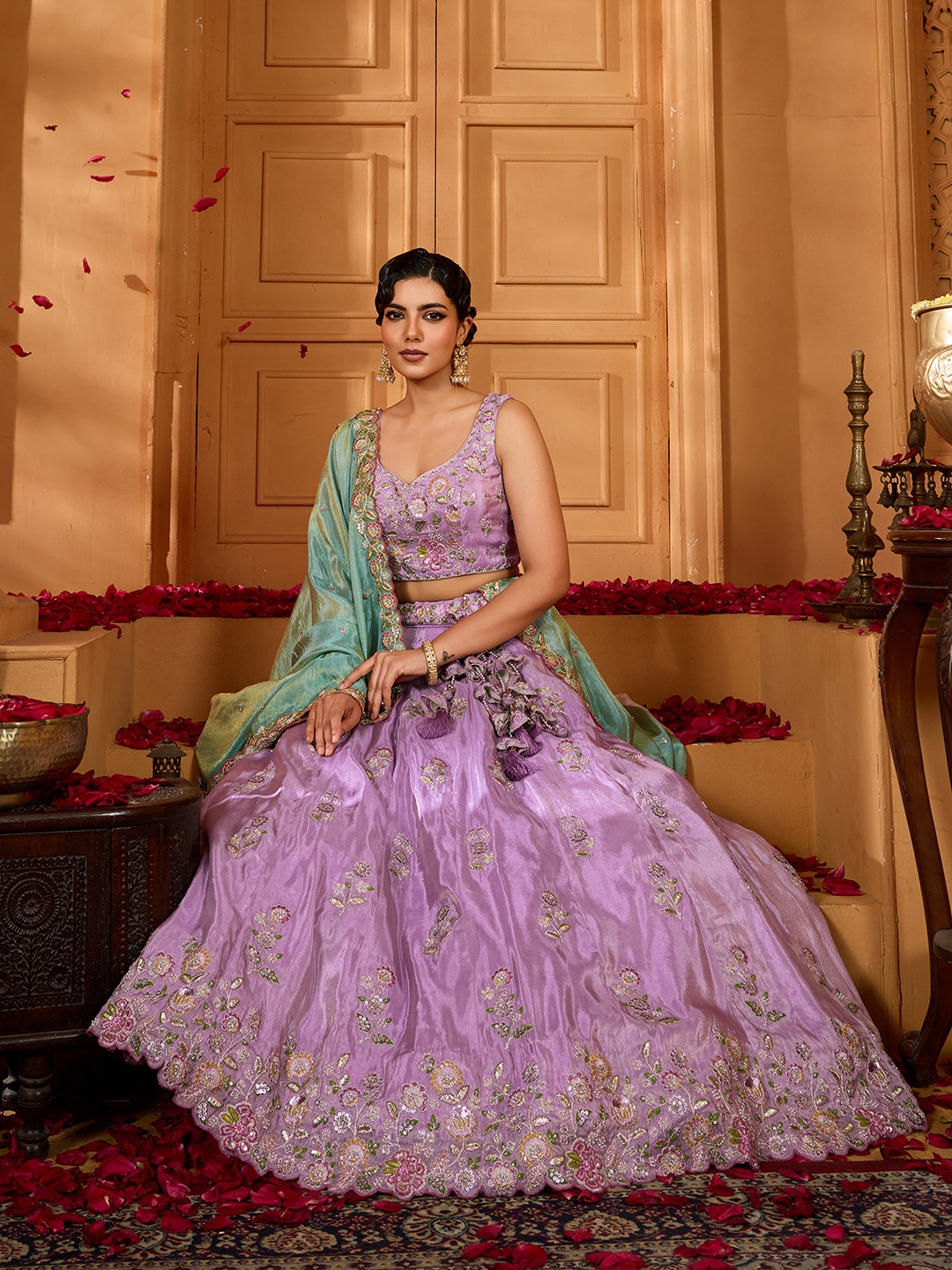 Satin Silk Fabric Sequins embroidery Semi-Stitched Lehenga & Unstitched Blouse With Dupatta House of Panchhi