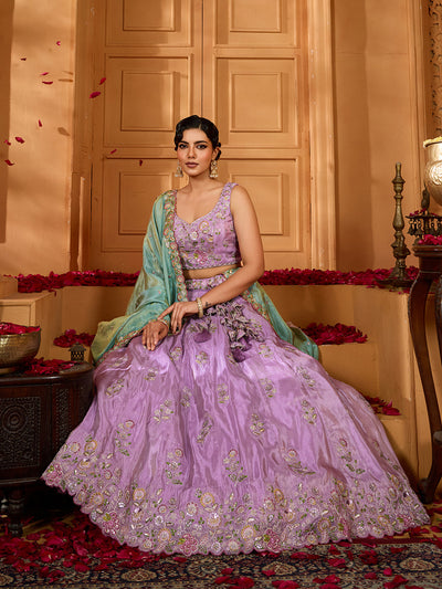 Satin Silk Fabric Sequins embroidery Semi-Stitched Lehenga & Unstitched Blouse With Dupatta House of Panchhi