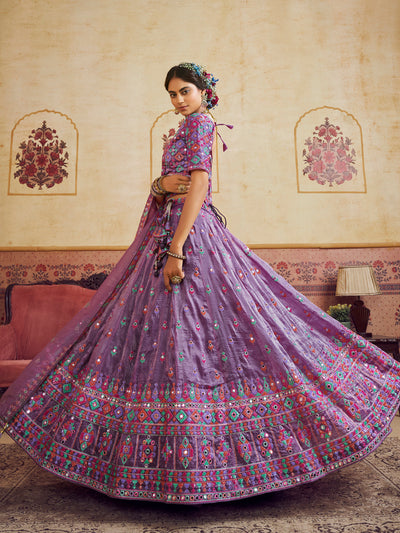 Organza Fabric Sequins embroidery Semi-Stitched Lehenga choli & Dupatta House of Panchhi