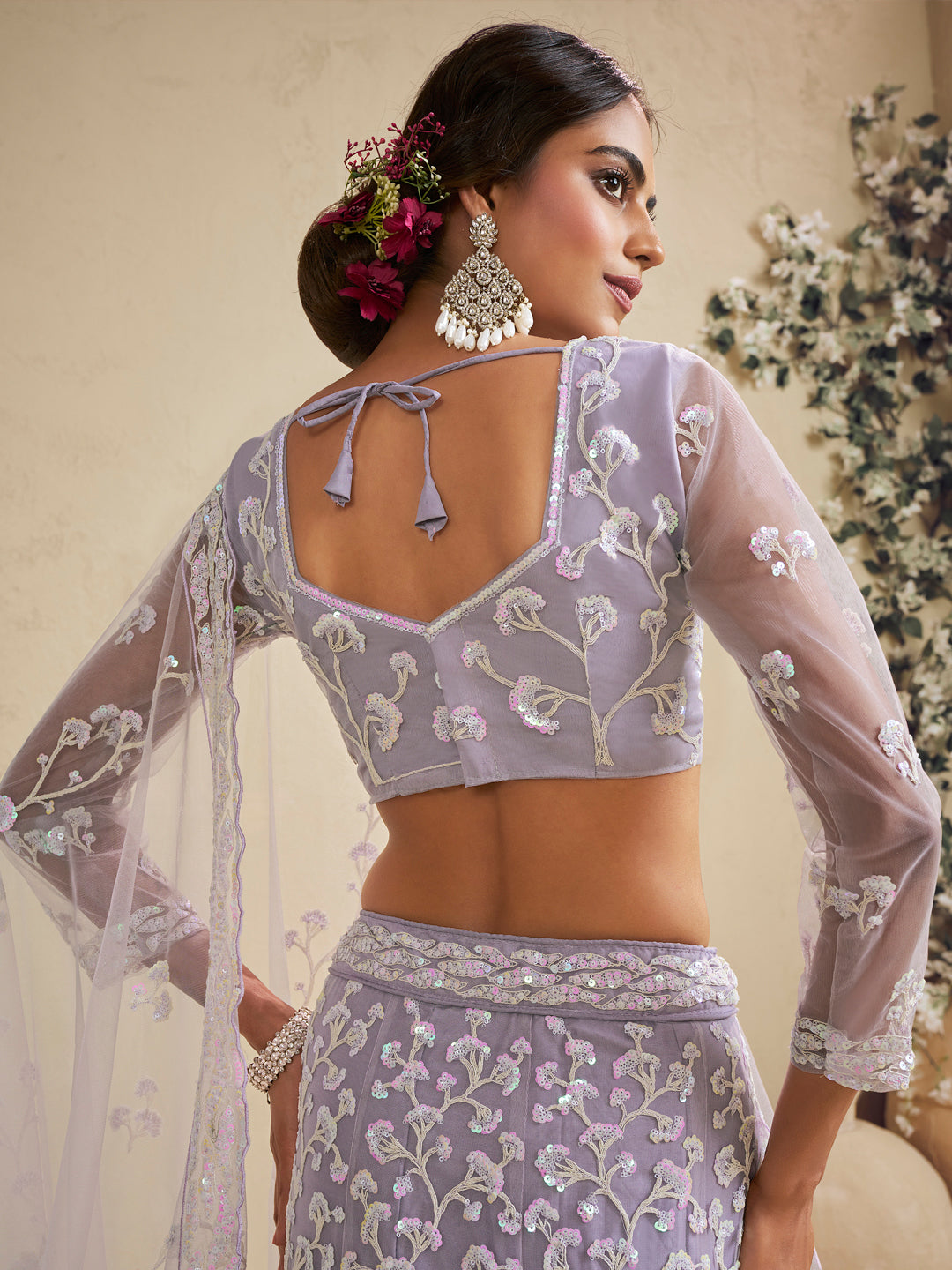 Net Fabric Sequinse embroidery Semi-Stitched Lehenga choli & Dupatta House of Panchhi