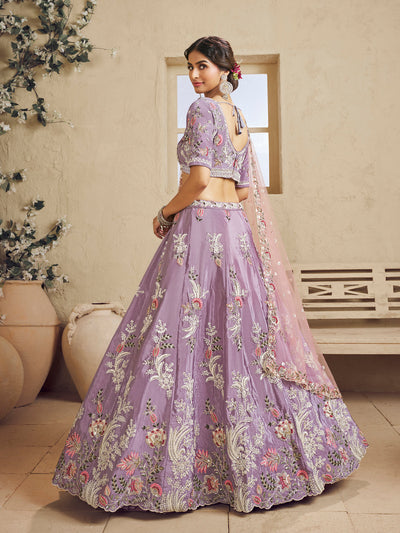 Satin Silk Fabric Sequins embroidery Semi-Stitched Lehenga choli & Dupatta House of Panchhi