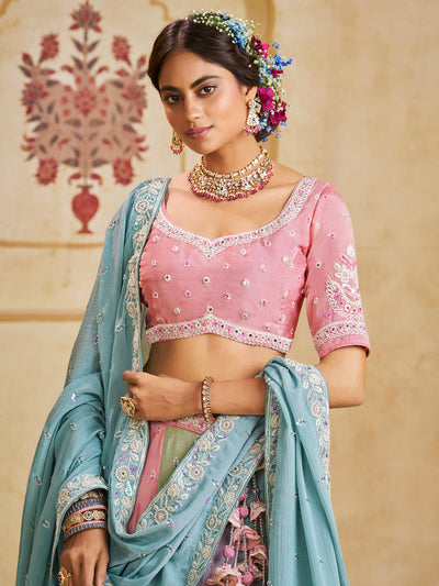 Chinnon Fabric Sequinse embroidery Semi-Stitched Lehenga choli & Dupatta House of Panchhi