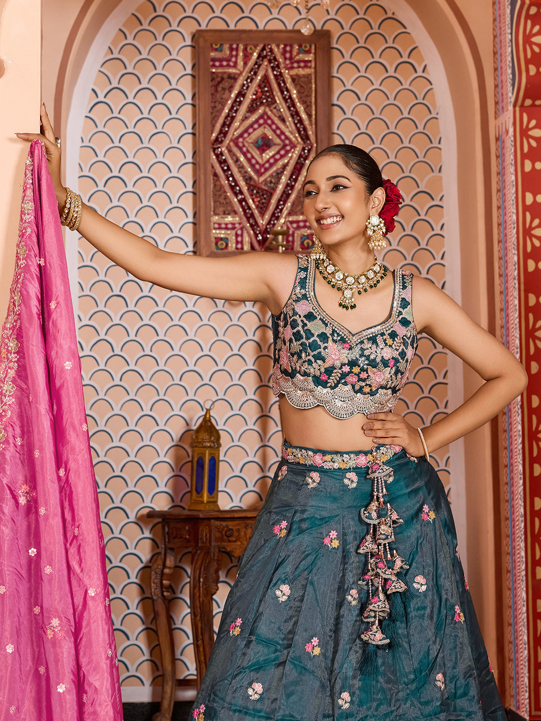 Tissue Fabric Sequins embroidery Semi-Stitched Lehenga & Unstitched Blouse With Dupatta House of Panchhi