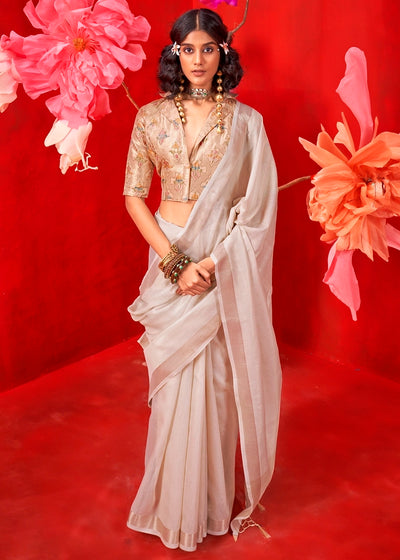 Zari Tissue Handloom Weaving Silk Saree with Minakari Blouse