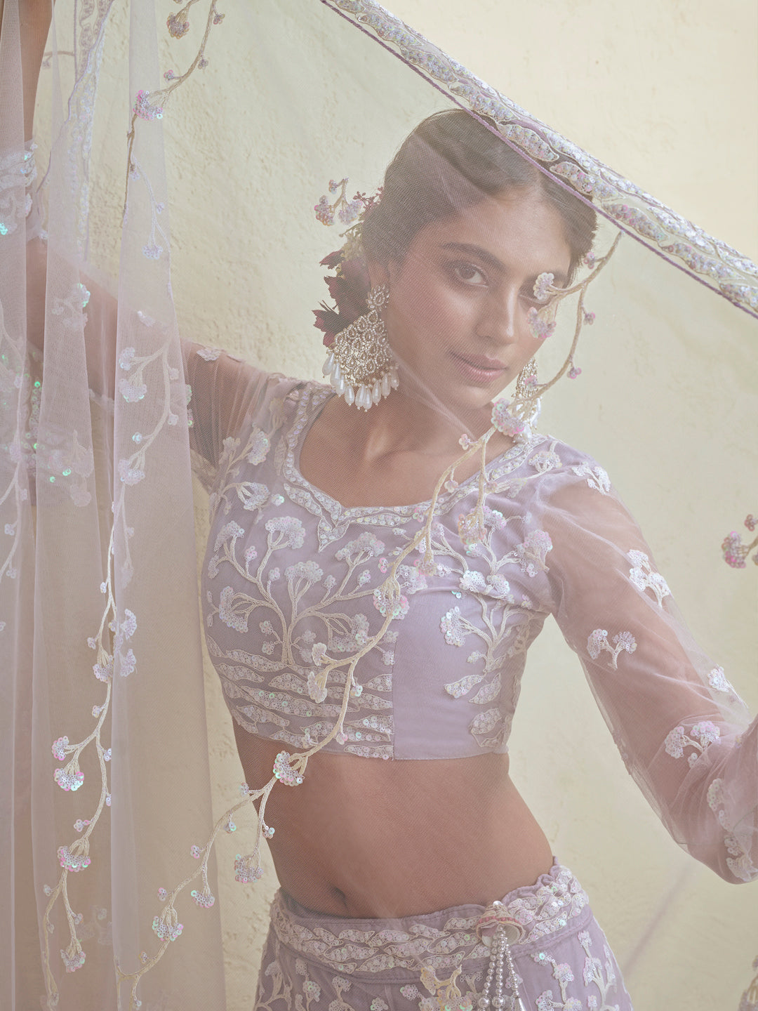 Net Fabric Sequinse embroidery Semi-Stitched Lehenga choli & Dupatta House of Panchhi