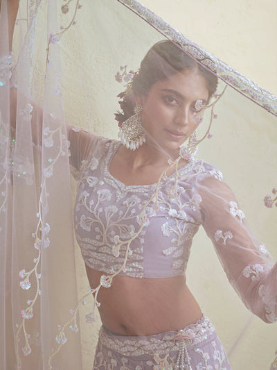 Net Fabric Sequinse embroidery Semi-Stitched Lehenga choli & Dupatta House of Panchhi