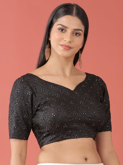Black Pure Georgette Readymade Blouse